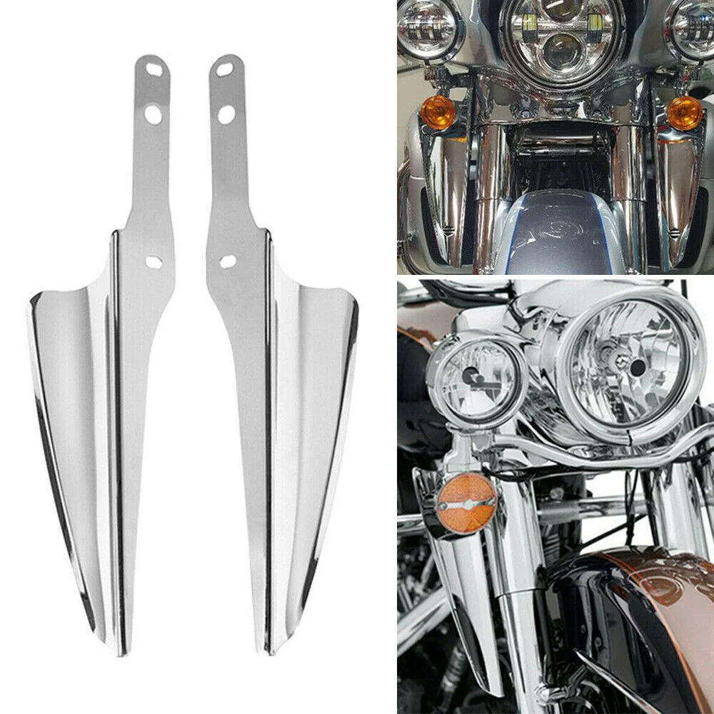 Motorcycle Chrome Front Fork Mount Wind Deflectors For Harley Touring