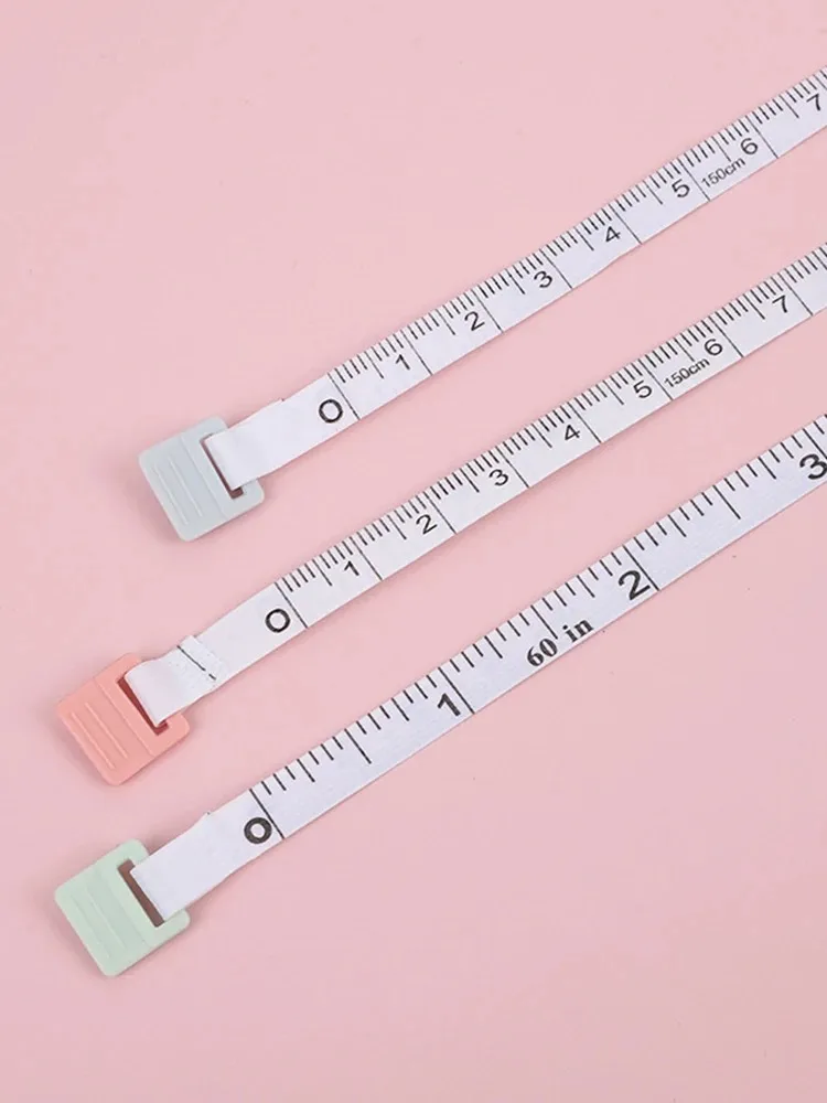 1PC/15PCS 1.5m 소형 줄자 휴대용 학생용 부드러운 가죽 3단계 측정 의류 자동 재활용