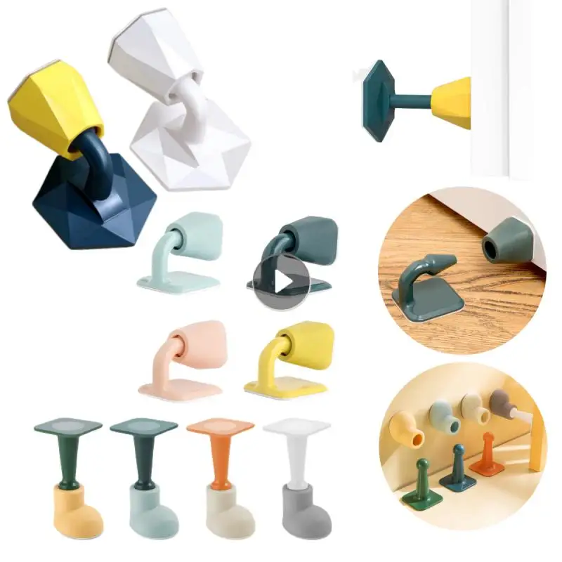 Silicone Door Stopper Wall-mounted Touch Toilet Wall Absorption Door Plug Non-punch Floor-standing Anti-bump Holder 1PC