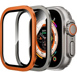 2PCS Premium Aluminum Alloy Case with Tempered Glass Anti - Scratch Screen Protector - Ultra 1 2 49MM 2PCS (Titanium - orange)