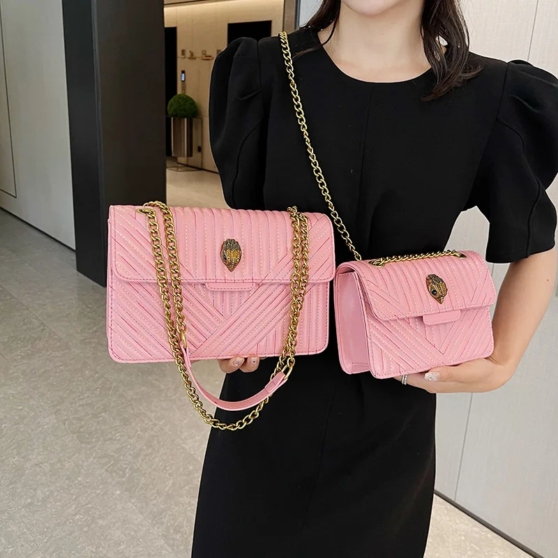 UK Luxury Designer Shoulder Bag 2023 New Solid Color Women's Handbag Fashion Retro Crossbody Bag Premium Gold Chain Eagle Head