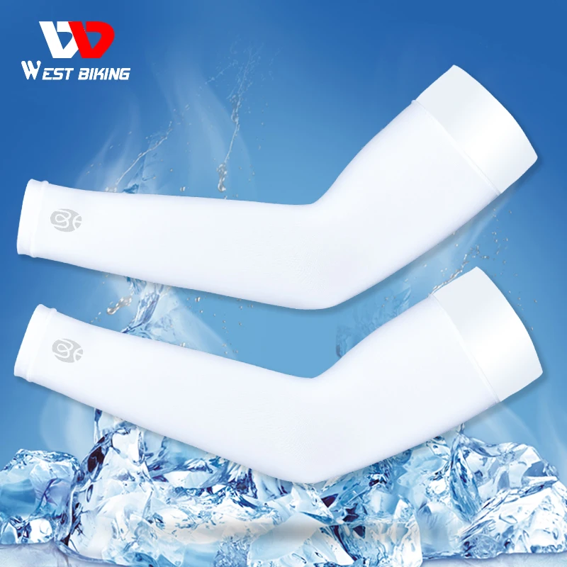 

WEST BIKING Ice Silk Arm Sleeves Cycling Arm Warmers Cover Sun UV Protection Outdoor Sports Running Fitness Summer Arm Sleeves