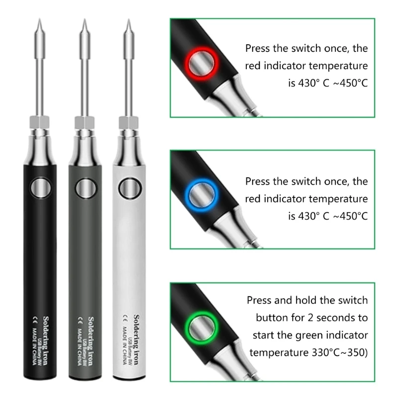 

Portable Cordless Soldering Iron Set LED Indicators Adjustable Temperature 85AC