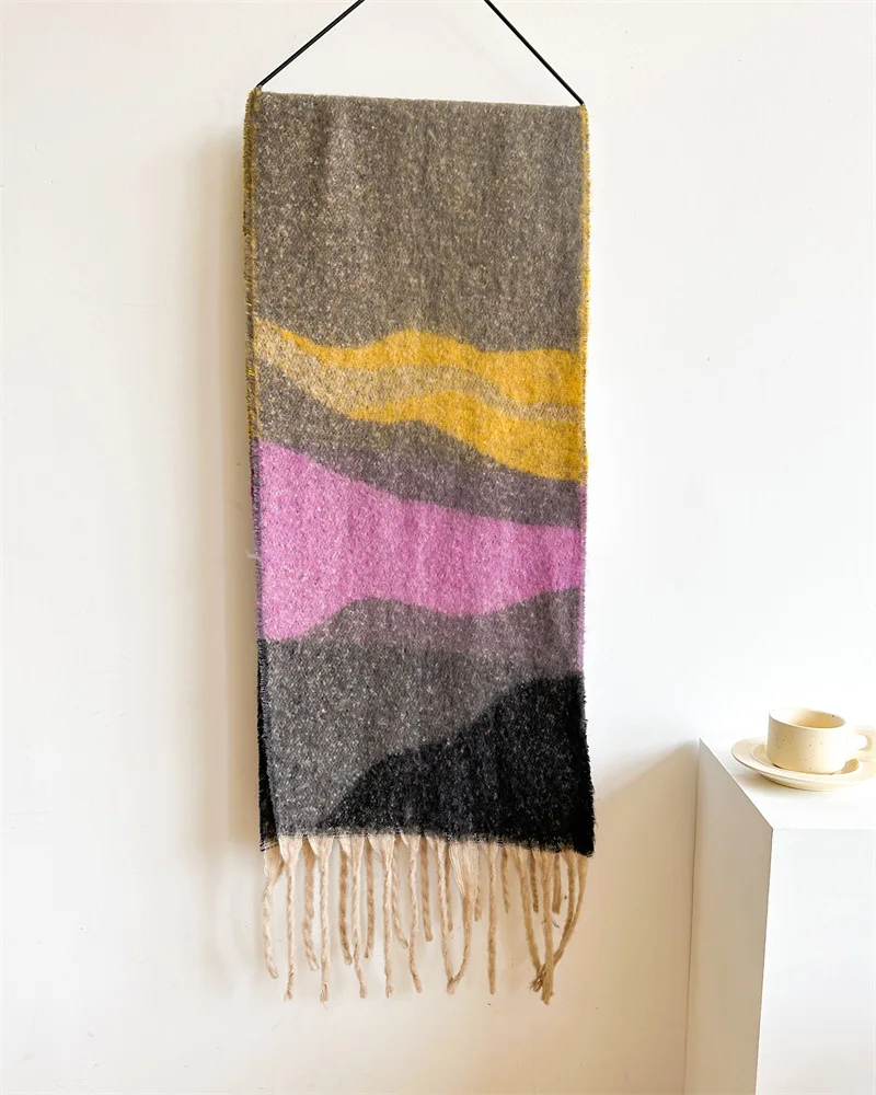 Winter Dicke Warme Schal für Frauen Kaschmir Schal und Wraps Pashmina Halstuch Bufanda Weibliche Regenbogen Haarigen Quaste Echarpe Neue – Detail 36