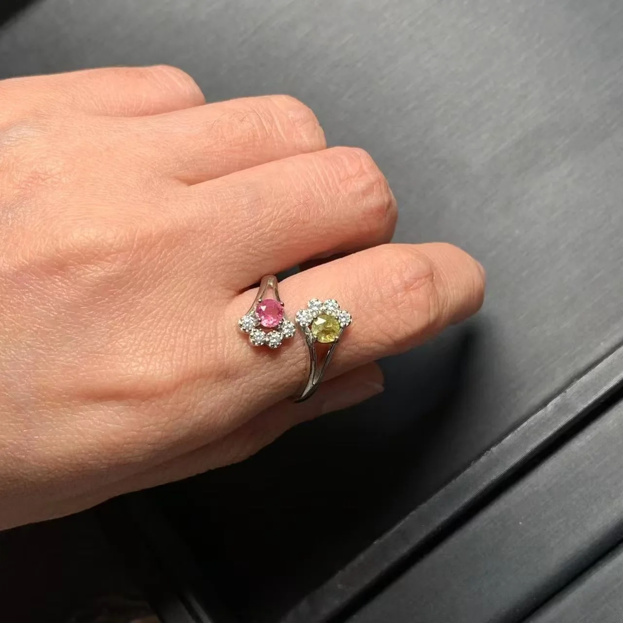 New Arrival Natural Tourmaline Rings Female  Jewelry For Women Gift Copper Cute Stone Flower