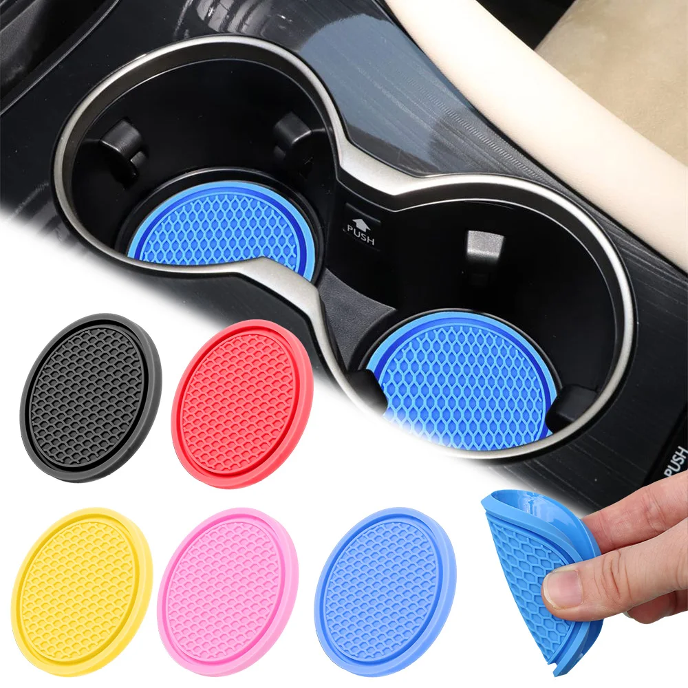 Car Coasters PVC Travel Auto Cup Holder Insert Coaster Anti Slip Vehicle Interior Accessories Mats |