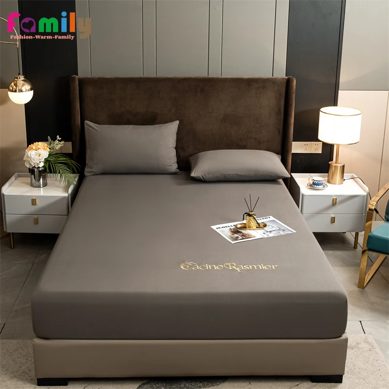 

Fitted Bed Sheet with Elastic Band Solid Color Ventilate Adjustable Mattress Cover Single Double King Queen Size Bed