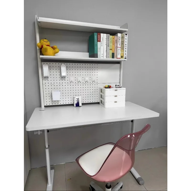 Organizzatore da Scrivania con Pannello Forato, Scaffale Portaoggetti per Computer, Libreria da Ufficio, Espositore da Tavolo per Studio, Organizzatore per Spazio di Lavoro - immagine 4