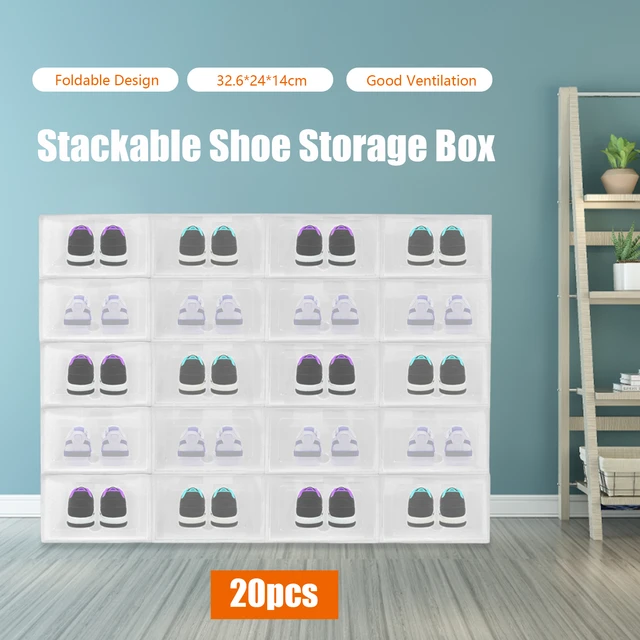 Shoe Storage Organizer Folding Shoe Box without Installation 3/6 Floors  Clear Plastic Stackable Space Saving for Sneaker Display - AliExpress