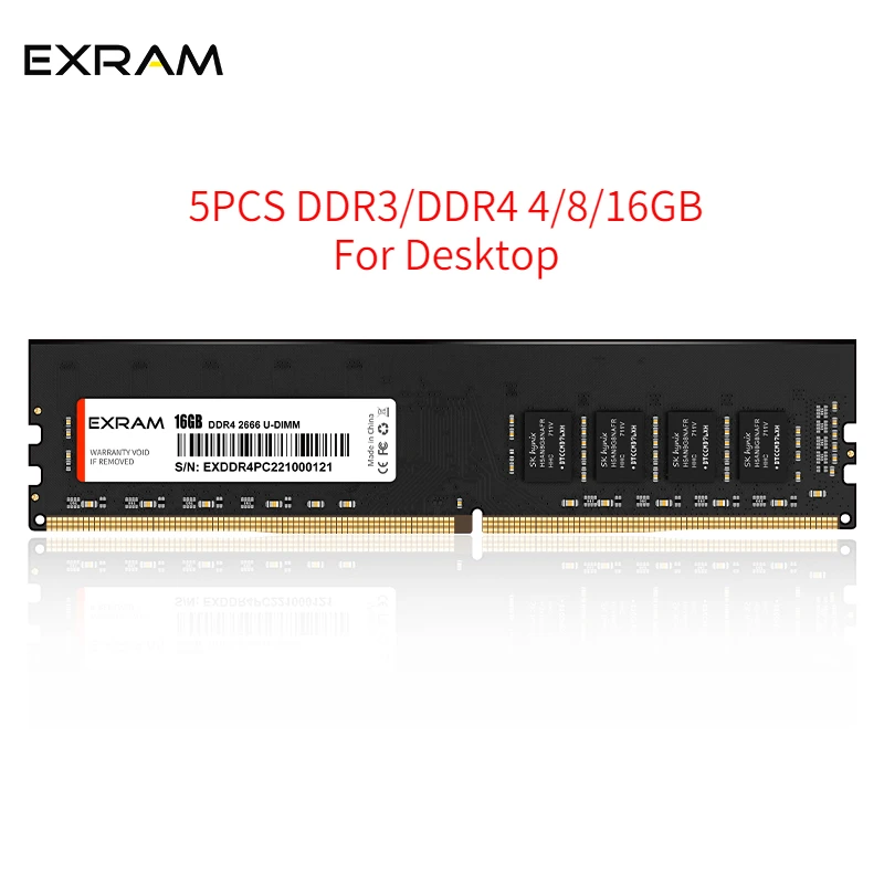 

5PCS EXRAM Memoria Ram DDR3 DDR4 Desktop Memory ddr3 4GB 8GB 1333 1600 1866MHz ddr4 2133 2400 2666 3200Mhz for Desktop Memory