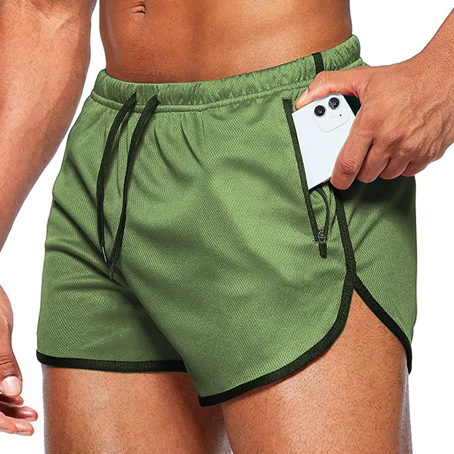Running Shorts Gym Men Fitness Quick Dry Slim Fit Casual Beach Light Sports Shorts Male Basketball Training Jogger Short Pants Army Green