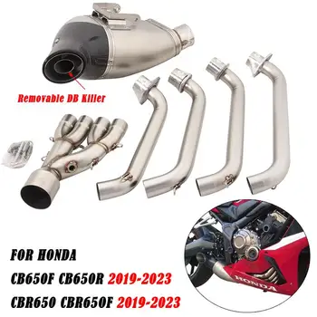 Full Exhaust System For HONDA CB650F CB650R CBR650 CBR65OF 2019-2023 Motorcycle Escape Header Link Pipe Connect Muffler Slip On