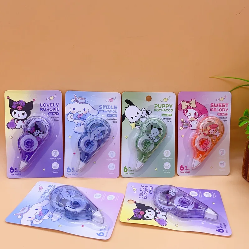 산리오 멜로디 쿠로미 시나모롤 포차코 교정 테이프, 프로모션 문구 선물, 학교 사무용품, 5mm * 6m, 로트당 24 개