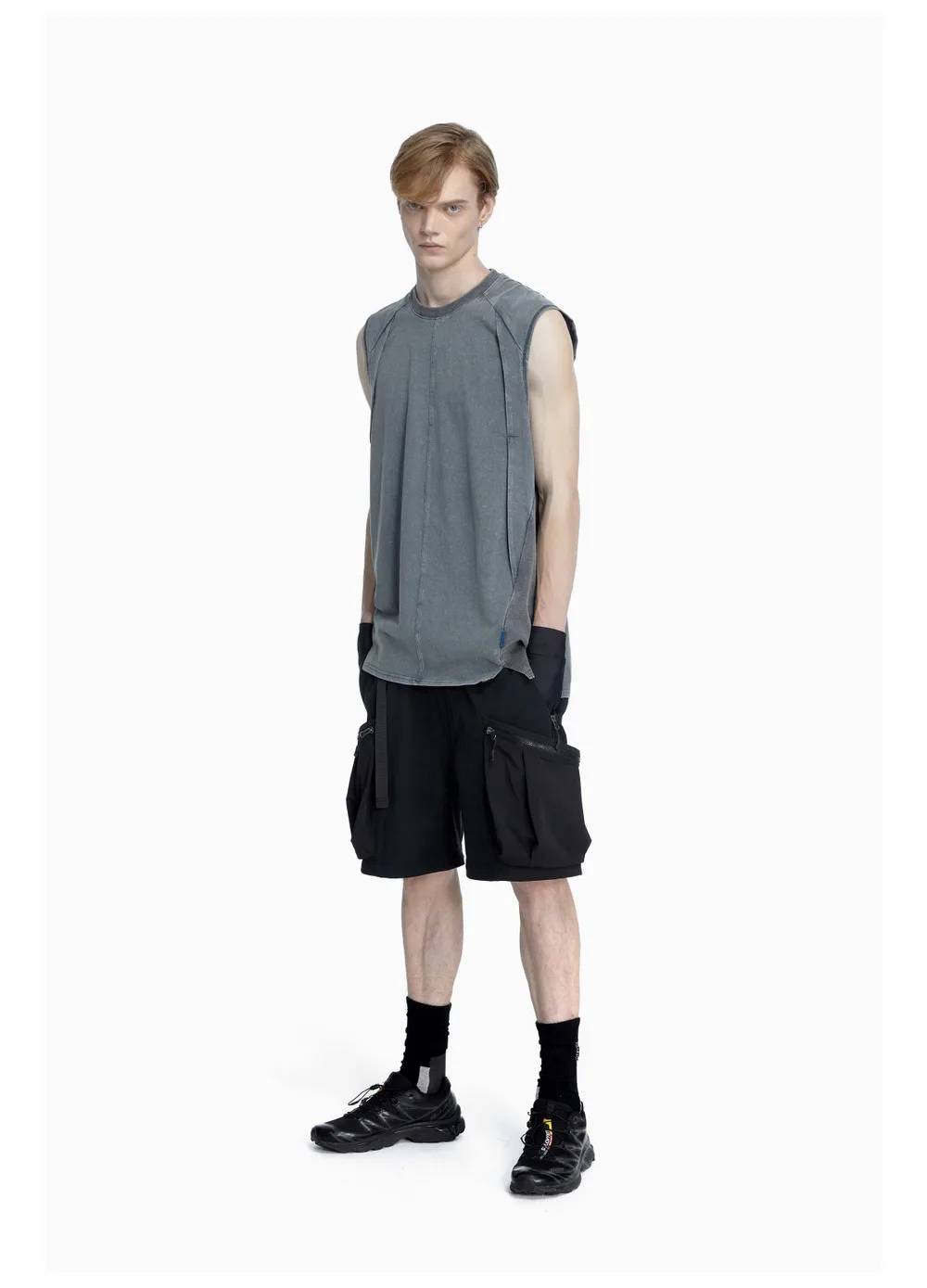 Reindee Lusion 23ss 203 old  texture effects sleeveless t-shirt tanktop 3d cut techwear gorpcore urban outdoor