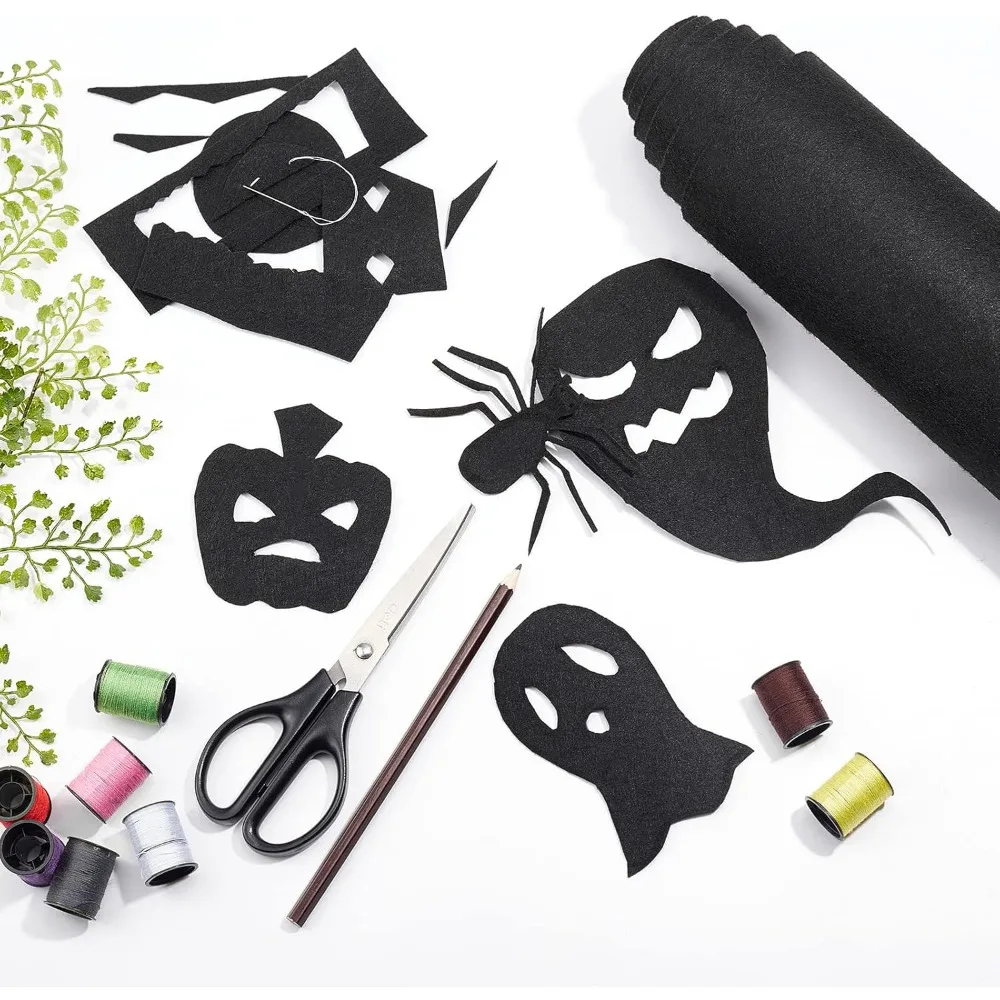 Felt Fabric Sheet 10FT 15.75 Inch Wide Black Felt Roll Nonwoven 0.9mm Thick Craft Patchwork Sewing