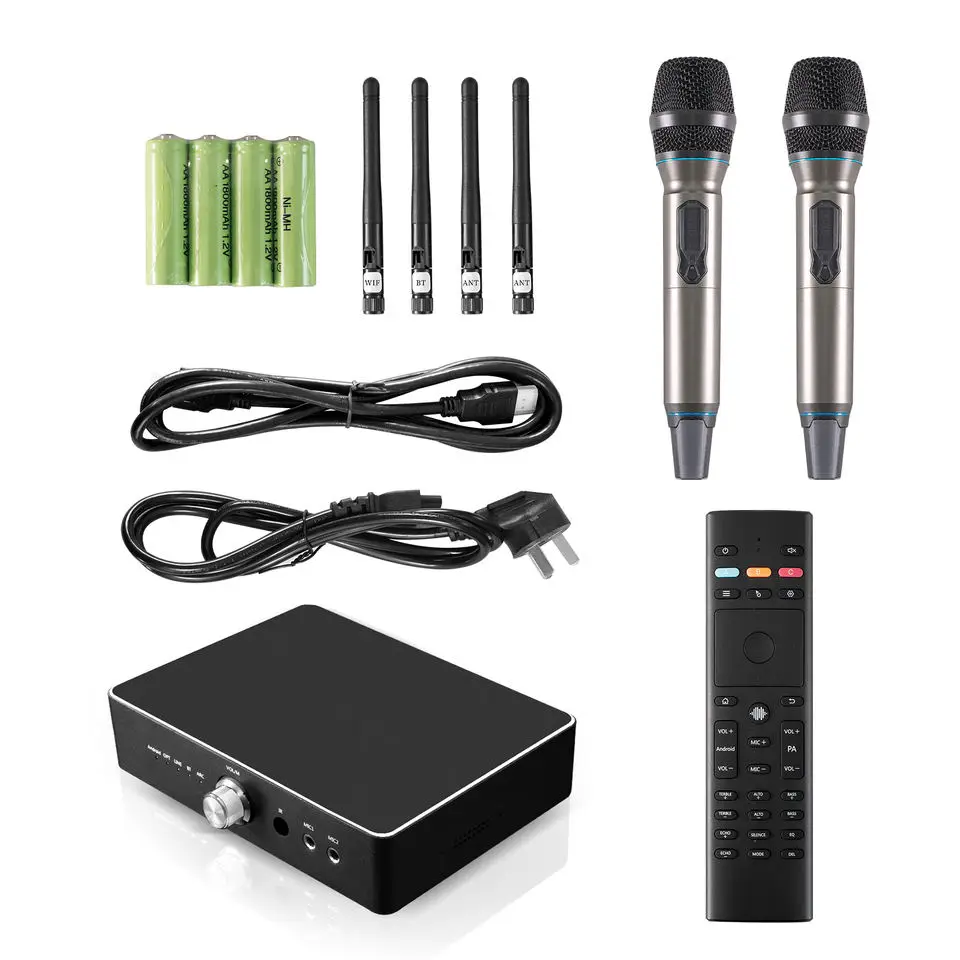 Ihomelife newest 2T2R Dual wifi cloud panel karaoke android TV Box party KTV Machine with 2 Microphone 300W amplifier