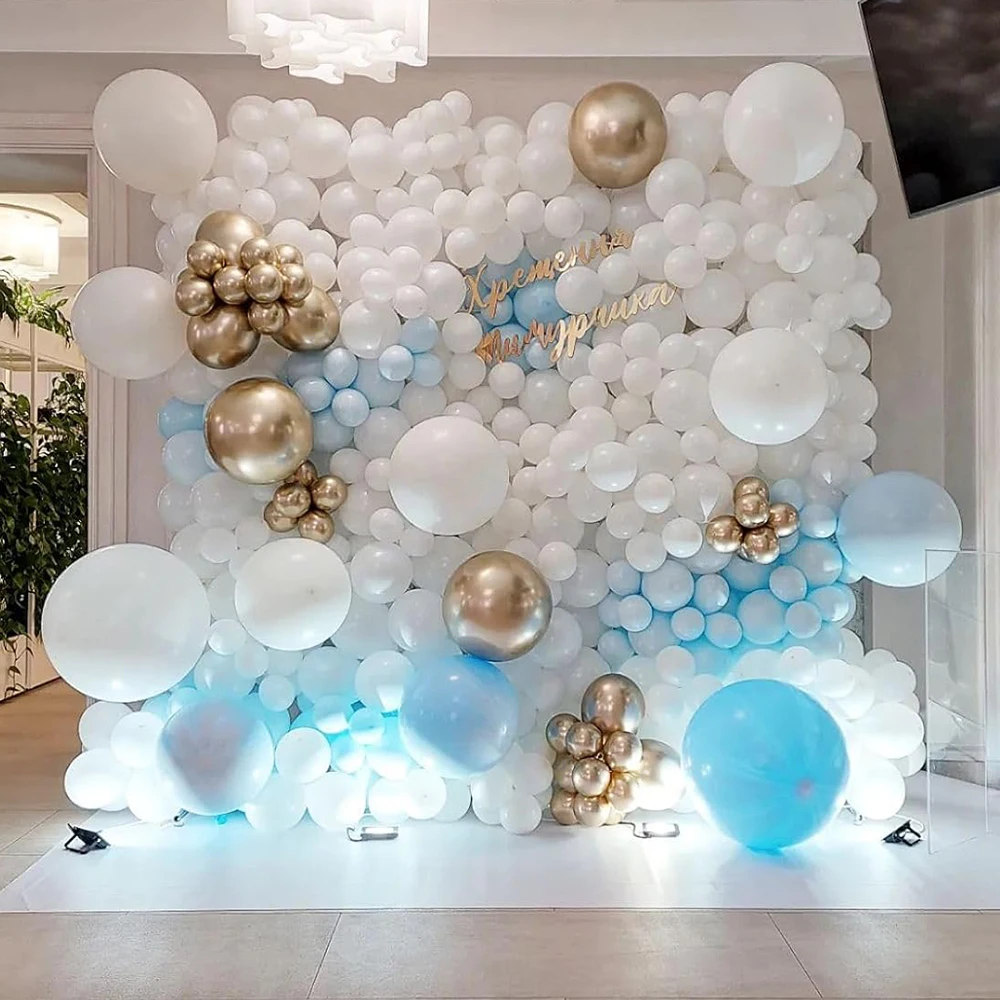 K arco ghirlanda di palloncini giallo pastello Sabbia Bianco Blu Palloncini Baby Shower Decorazione festa di compleanno Genere Rivela Palloncino in lattice  15