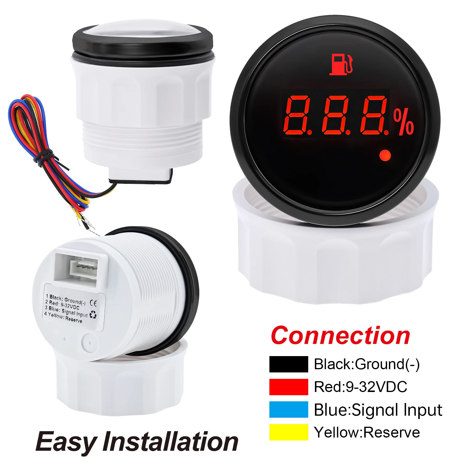 범용 100-550MM 연료 레벨 센서 2 52mm 0 190 Ohm 디지털 방수 연료 탱크 레벨 게이지 (빨간색 경고등 자동차 포함)