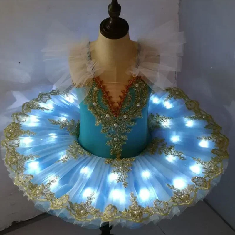 

Ballet Led Light Swan Lake Ballerina Pancake Girl Women Adult Child Ballet Dress Kids Dance Costumes Tutu Led