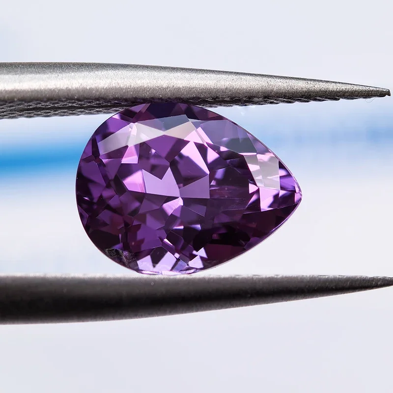 Lab Grown Sapphire Purplish Blue Color Pear Shape Top Quality Charm Bead for Diy Jewelry Making Ring Selectable  AGL Certificate