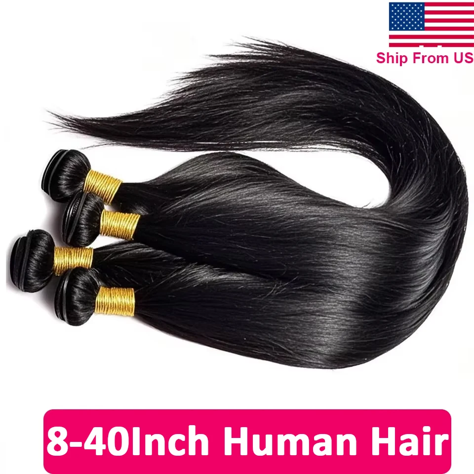 16A Raw 100% Straight Human Hair Bundles Brazilian Straight Hair Bundles Human Hair 1/3/4 Pcs 8-40 Inches Human Hair Extensions