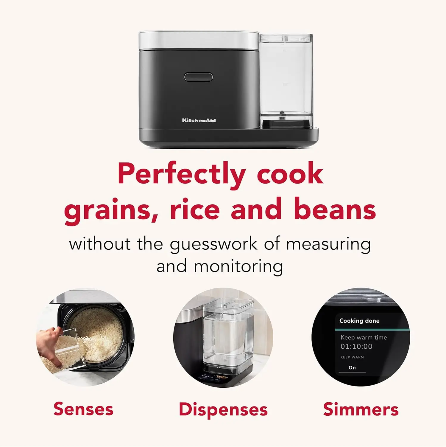 Grain and Rice Cooker 8 Cup with Automatically Sensing Integrated Scale + Water Tank, KGC3155BM 2