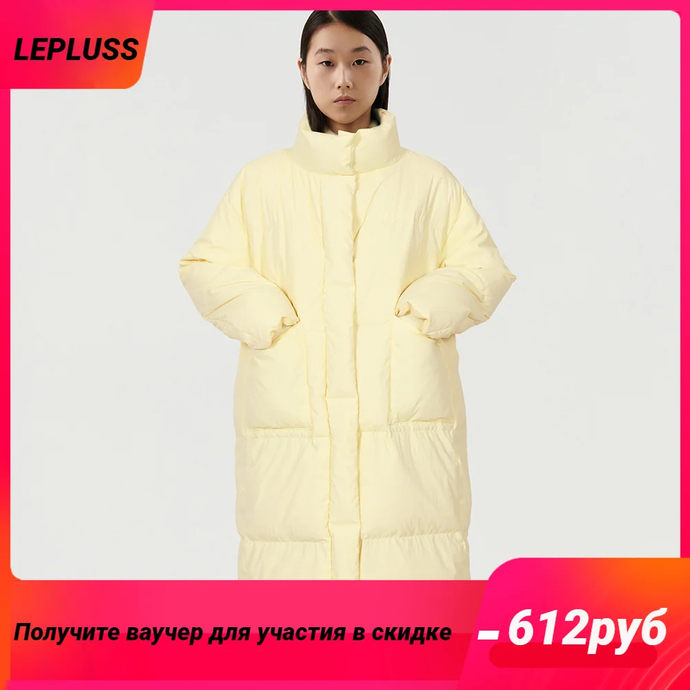 

LEPLUSS 2022 new medium-length down jacket women thickened collar small white duck down bread clothes winter jacket