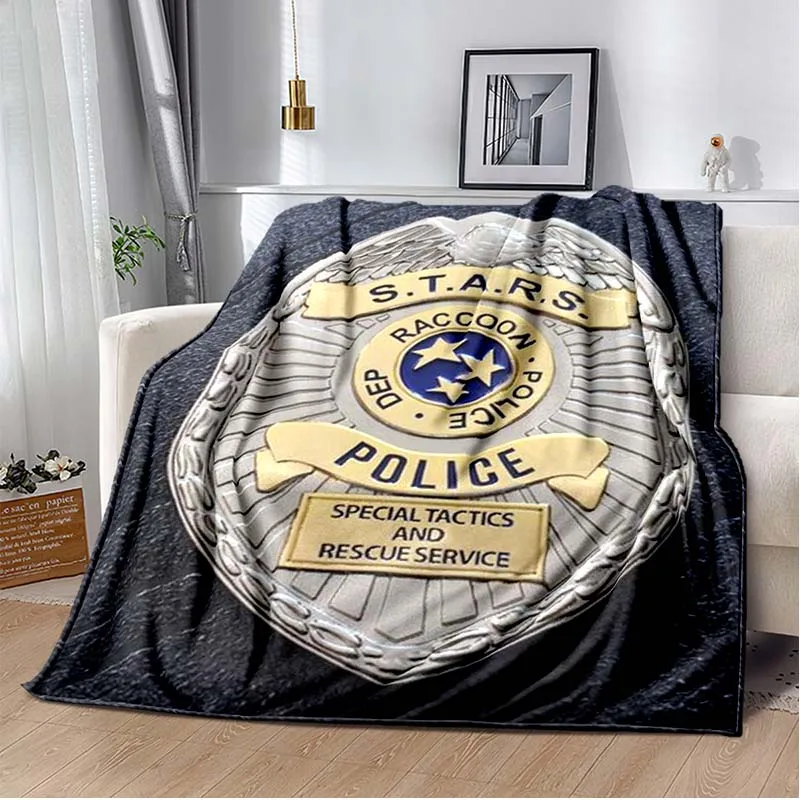 

Raccoon Ploice Dep Police Blanket,S.T.A.R.S.Logo Blankets,Player Gamer Gift for Living Room Bedroom Bed Sofa,Decke Couverture