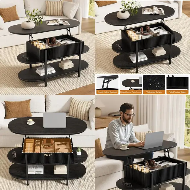 Oval Lift-Top Coffee Table 1