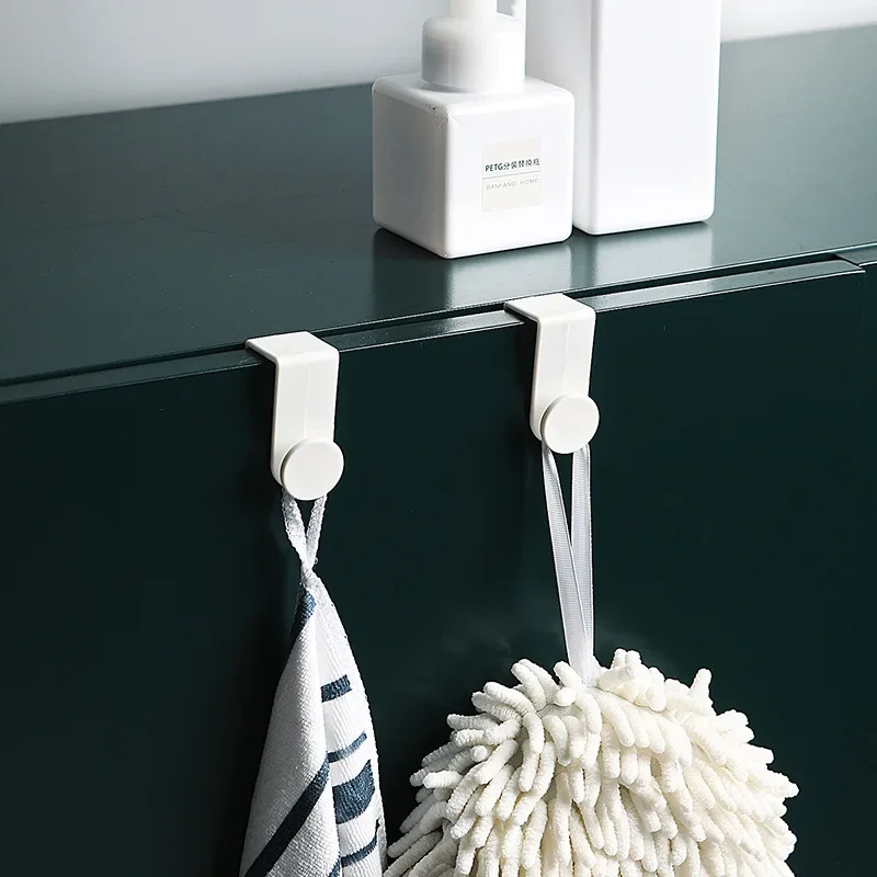 2 Pack Simple Plastic Hook Thicken Cabinet Door Hook Kitchen Shoe Grocery Hanger Bedroom Door Clothes Household Products