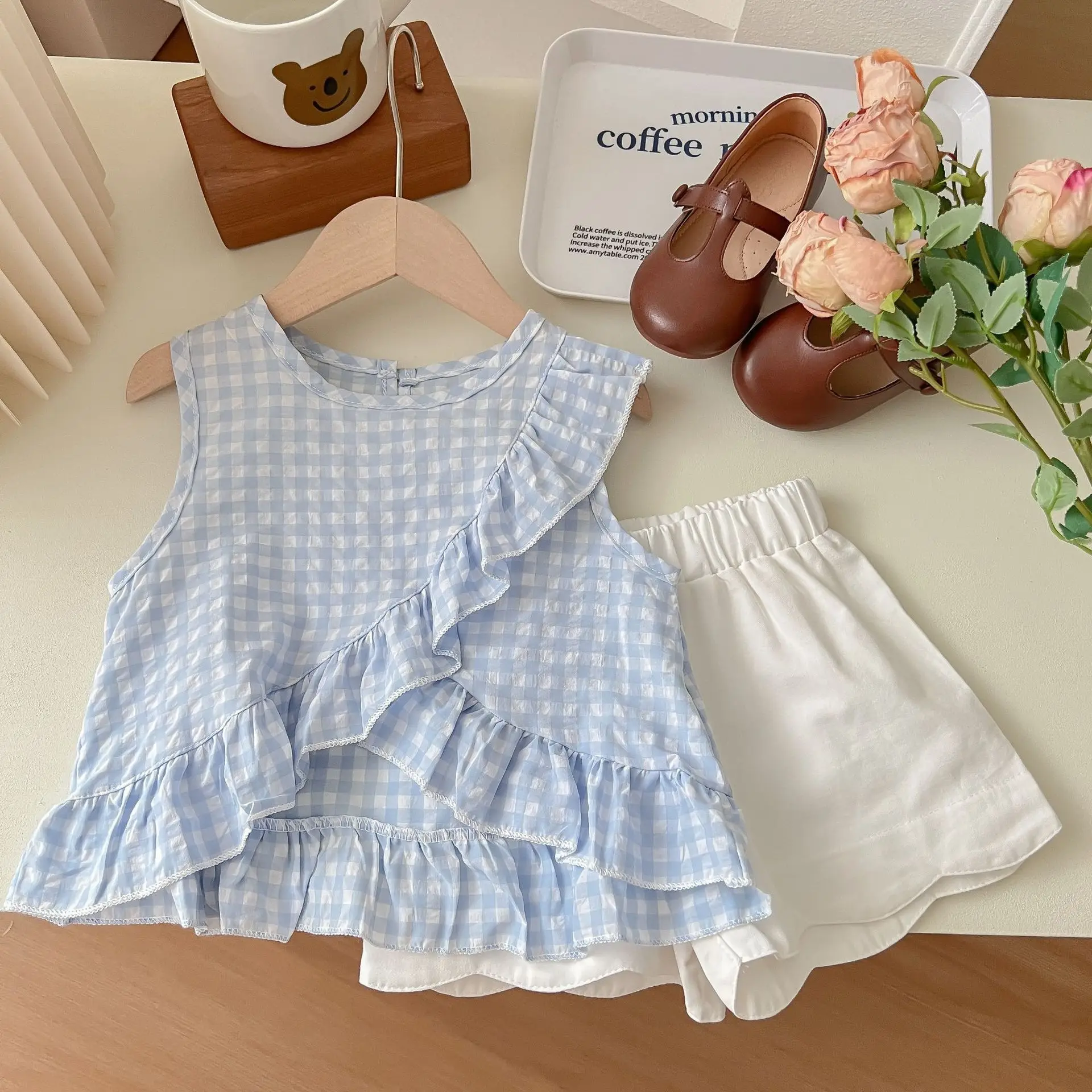 

Summer Baby 2pcs Clothing Set Toddler Ruffle Tee Shorts Girls Suits Ruffle Tee Set Infant Toddler Casual Clothes Girls Clothes