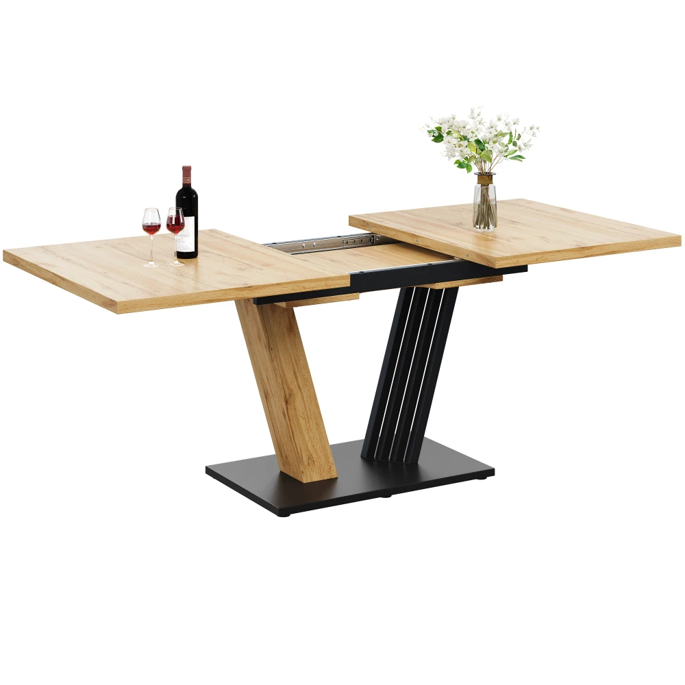 120-160x80x76cm Ausziehbarer Tisch mit Marmorplatte, Esstisch mit Ausziehplatte und Butterfly-Rahmen für Küche & Wohnzimmer – Detail 23