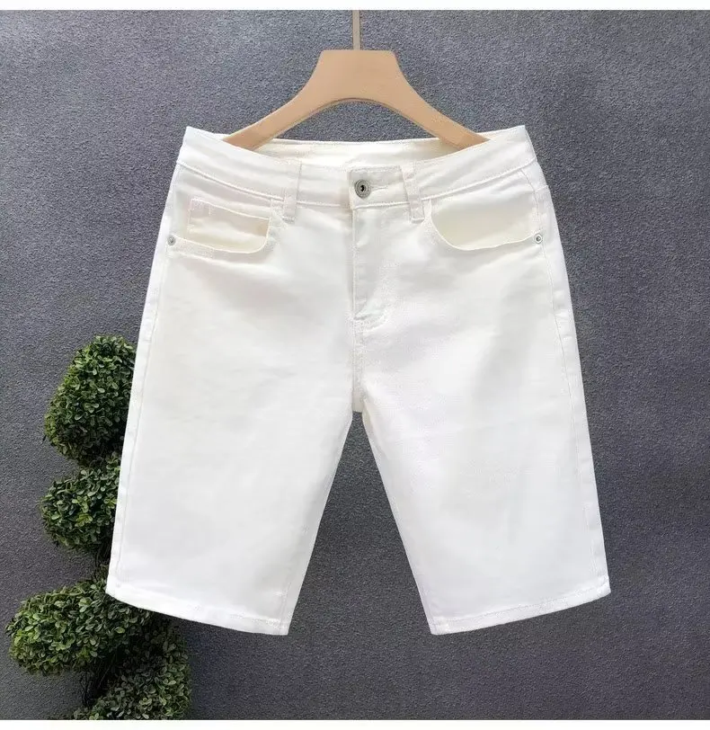 Summer Casual Denim Shorts Men Knee Length Straight Slim Classic Jeans Shorts
