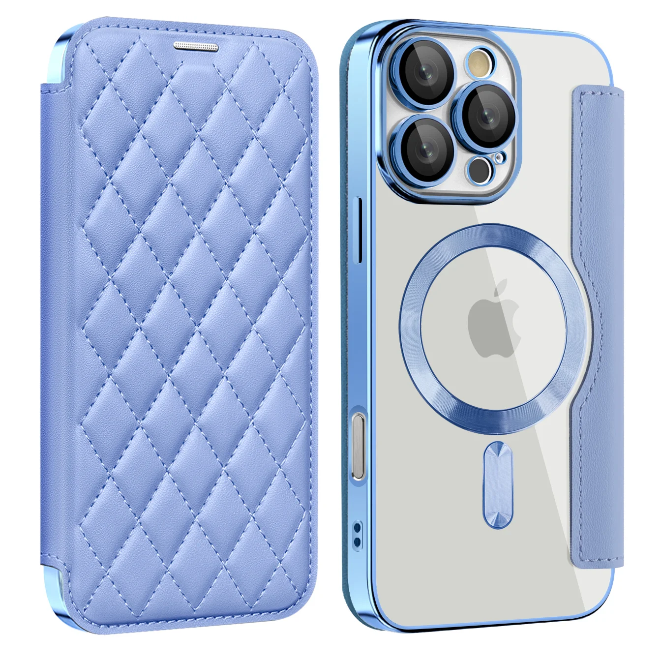 Premium Flip Magnetic Leather Case with Wireless Charging and Transparent Card Wallet Cover