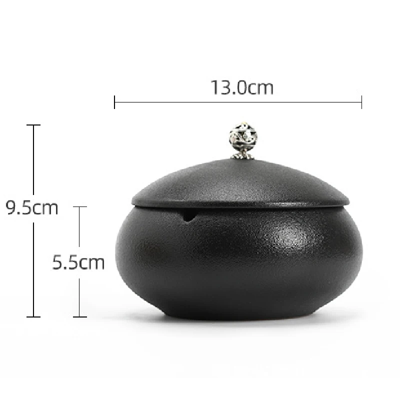 Kiln-changing Ceramic Ashtray with Lid Ash Storage Box Anti-fly Ash Ashtray with Smoke Slot Office Household Items Ornaments