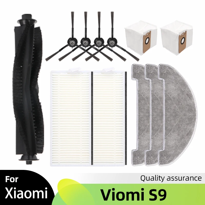 

For Xiaomi Viomi S9 Robot Vacuum Cleaner Accessories Main Side Brush Hepa Filter Dust Bag Mop Cloths Rag Spare Parts Kits