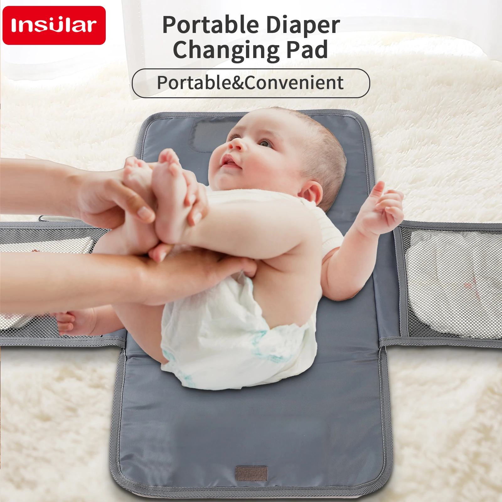INSULAR baby nappy changing cushion fordable storage bags waterproof kids washable mattress mother-infant care products