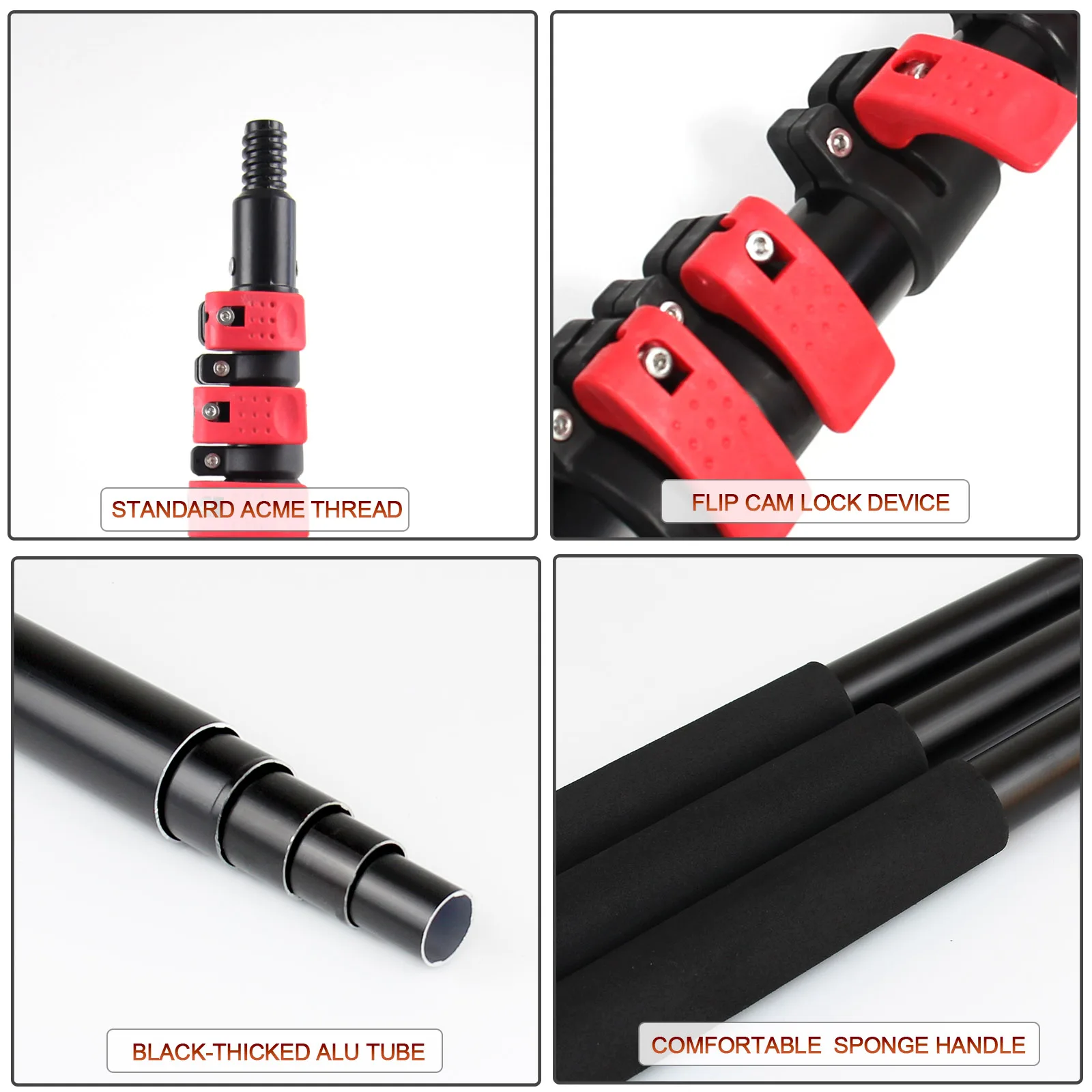 24/30/36/40 ft Heavy Duty High Reach Extension Window Cleaning Pole Telescopic Extendable Paint Roller Handle Garden/Picking 2