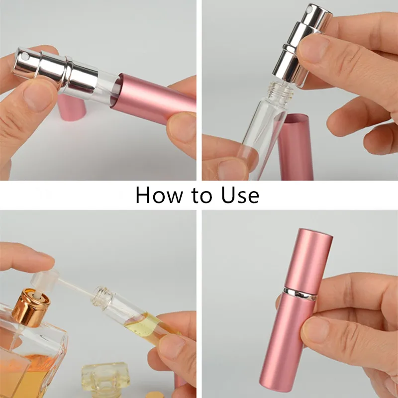 Perfume Atomizer 1PC 5ml 10ml Portable Mini Glass Bottle Travel Aluminum Spray Empty Metal Parfume Sprayer