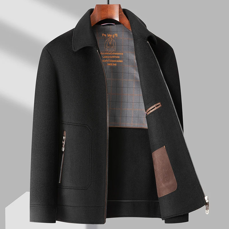 

Classic Autumn Winter Detachable Duck Down Inner 100% Wool Coat Men's Business Casual Woolen Jacket Outwear Thick Warm Windbreak