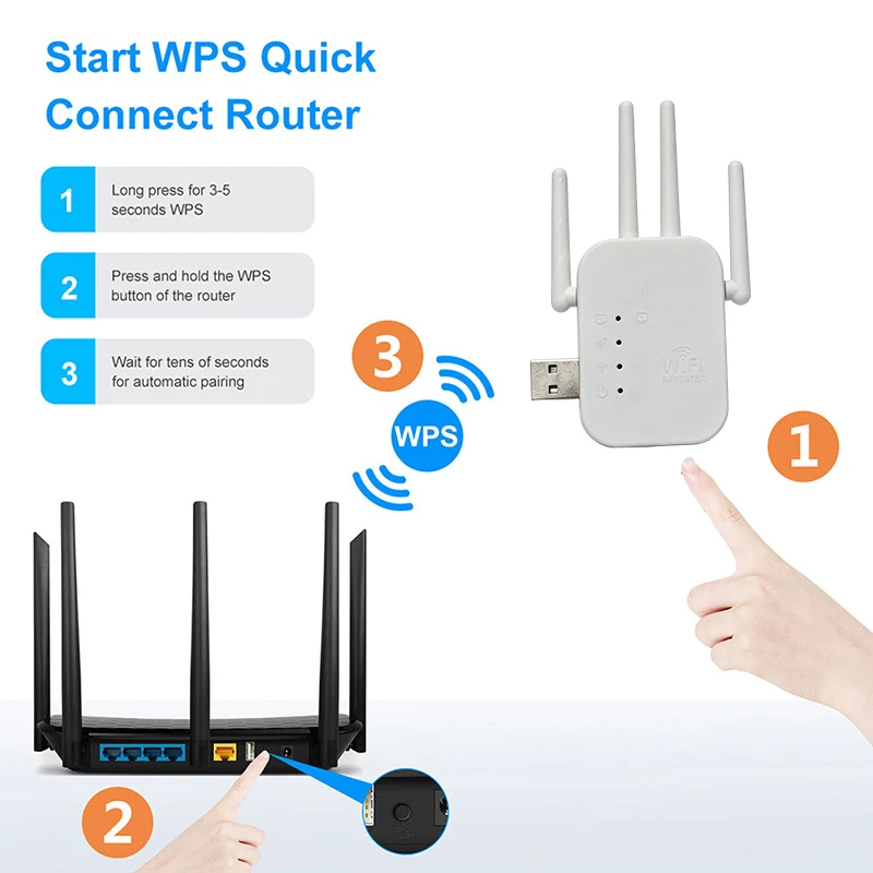 【C】WiFi 확장기 신호 증폭기 2.4G 무선 WiFi 인터넷 리피터 300Mbps 4 안테나 장거리 이더넷 포트 포함 가정용