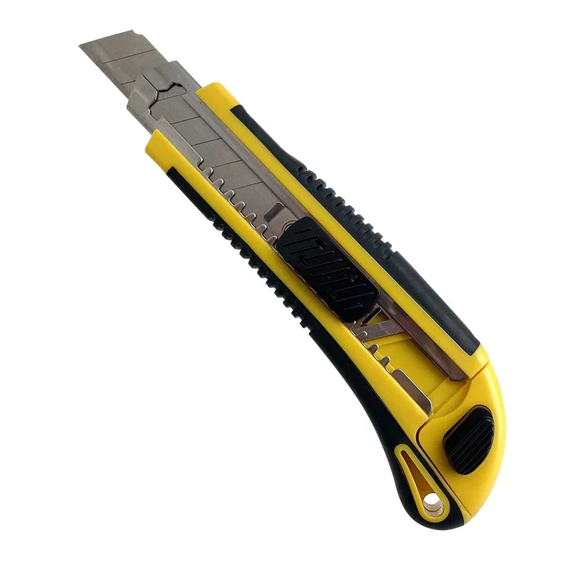 Utility Knife Heavy Duty Box Cutter Retractable 18mm Wide Snap Off Blades Auto Lock Carbon Steel Sharp Cutting