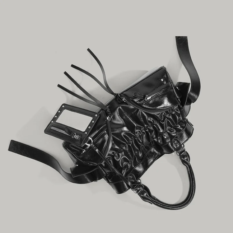 Retro Edgy Aesthetic Womens Crossbody Bag Gothic Studded Handbag Multifunctional Day to Night Shoulder Purse