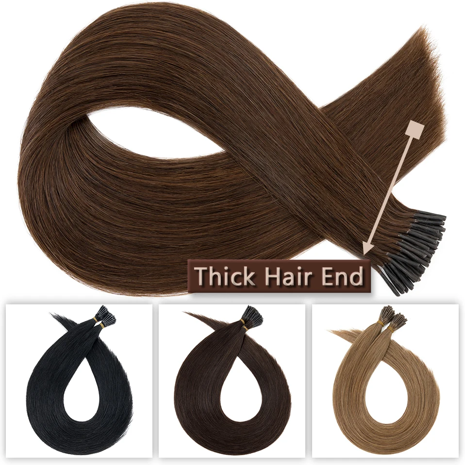 S-noilite 1g/pc I Tip Natural Hair Extensions Capsule Keratin Human Hair Fusion Keratin Pre-Bond Micro Ring Stick Straight