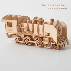 3D DIY Wooden Puzzle Mechanical Toy - Handmade Ship Model Ornament and Christmas Gift (Steam train)