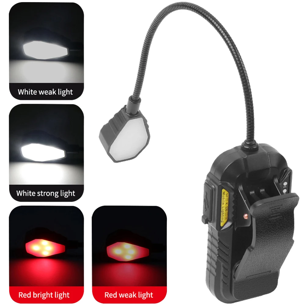 Outdoors Clip On Light USB Rechargeable Reading Light Fishing With Battery Level Display 9led Red White Desk Lamp