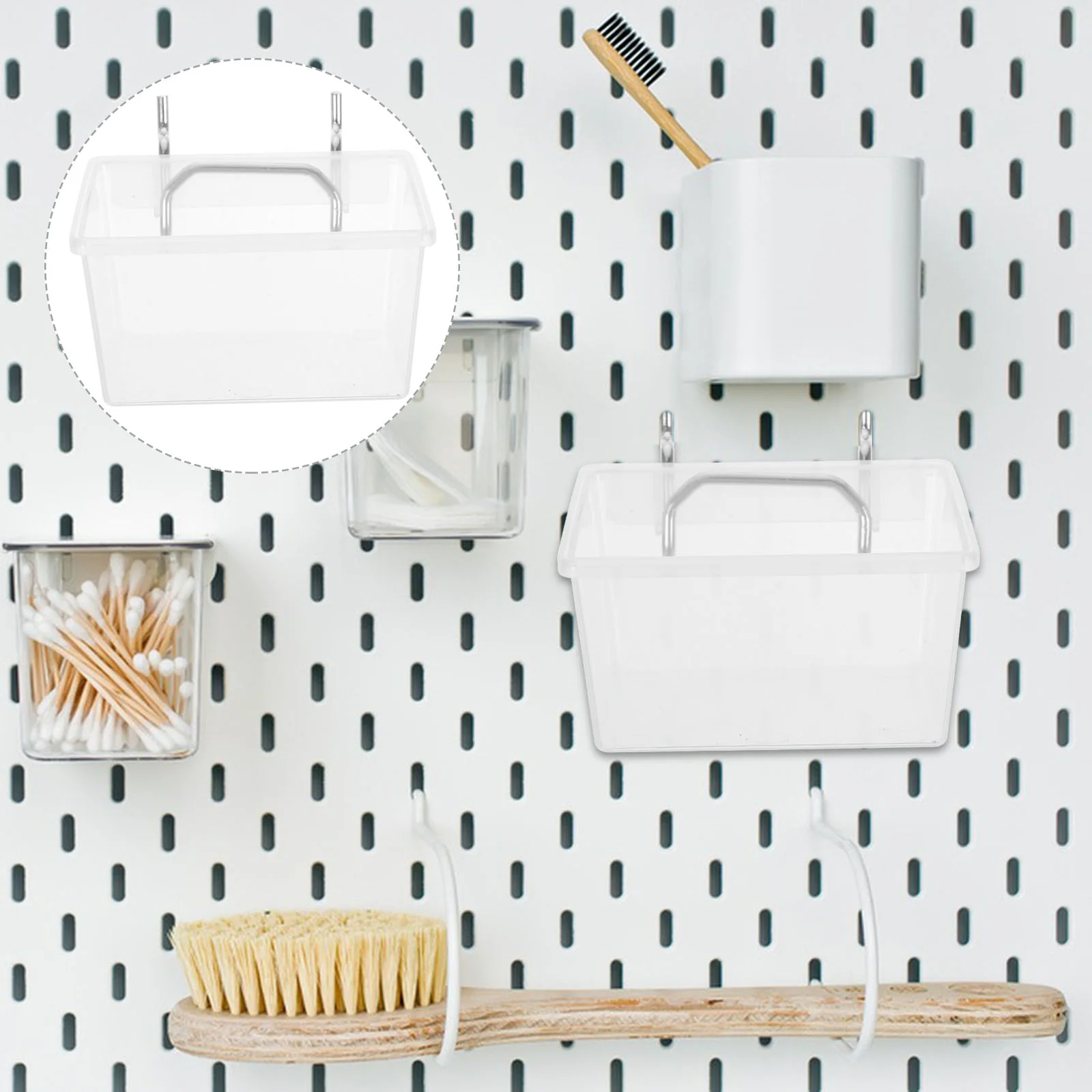 

Pegboard Bin Pegboard Accessory Plastic Storage Bin Pegboard Container with Pegboard Organizer