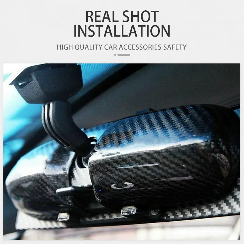 Carbon Fiber Rearview Mirror Covers Interior Protector Universal Auto Rear View Mirrors Protection Frame Accessories