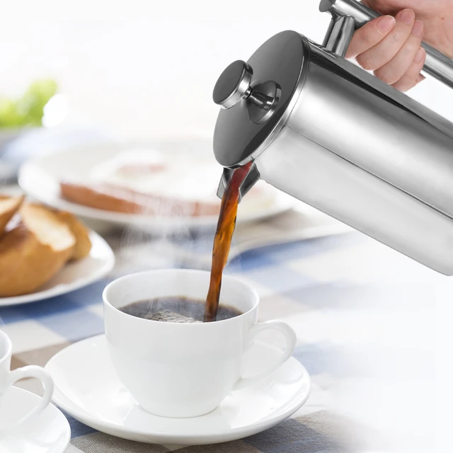 800ml French Pressed Coffee Maker Stainless Steel Outdoors