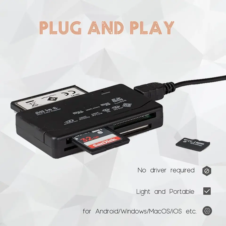 All In One Memory Card Reader USB External Cardreader SD SDHC Mini Micro M2 MMC XD CF Reader For MP3, Digital Camera image 3